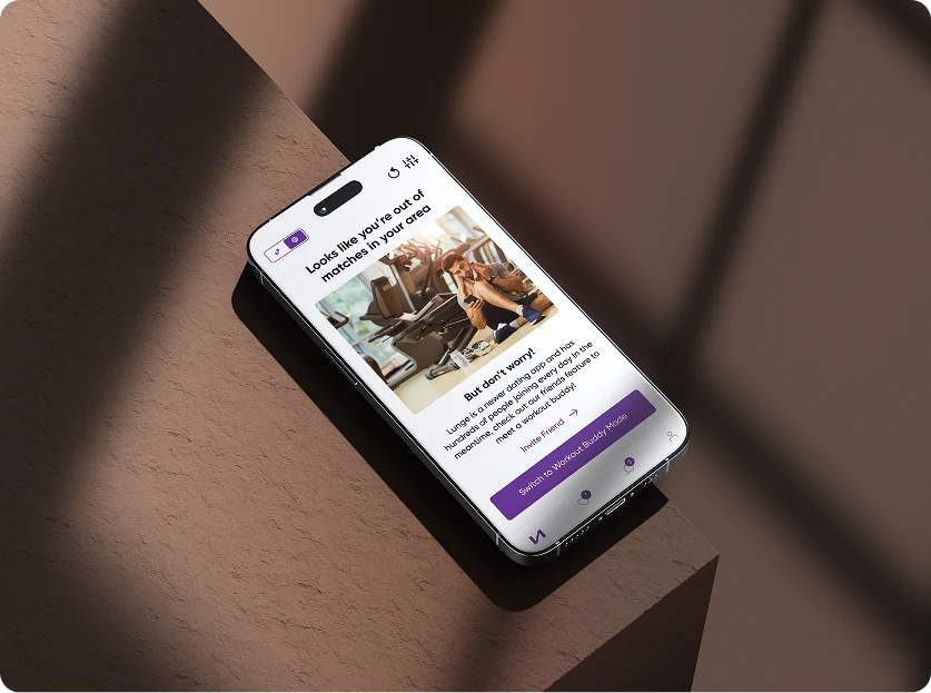 Lunge — 'Switch to Workout Buddy Mode' screen with the friends / invite-friend feature